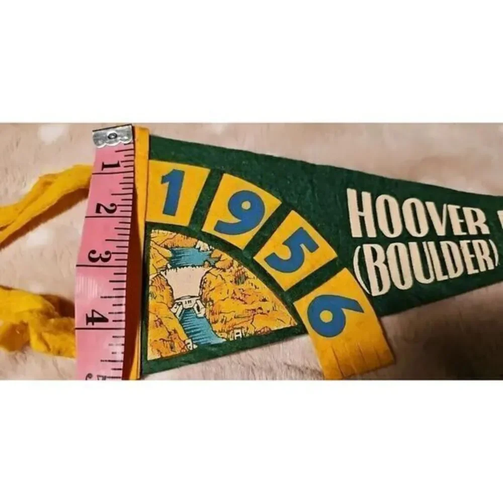 Vintage 1956 Felt Pennant Boulder Hoover‎ Dam Nevada Rare Antique Find 🔥